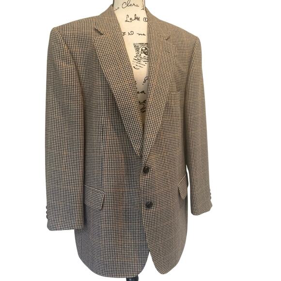 VTG 90’s EDUARD PELGER HOUNDSTOOTH BLAZER VIRGIN WOOL SZ XL LEATHER BUTTONSONS - Picture 10 of 16